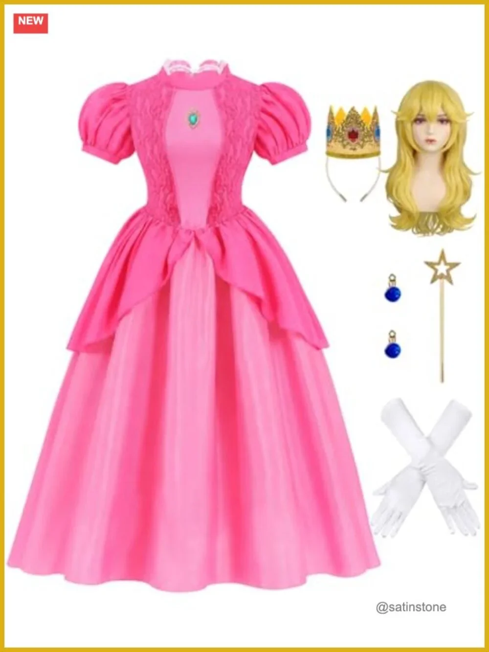Princess Costume Dress Women Adult Halloween with Accessories Set 6 Pieces